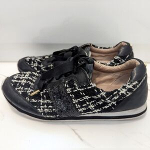 Kate Spade New York Preppy Black White Sidney Tweed Glitter Sneakers 10.5